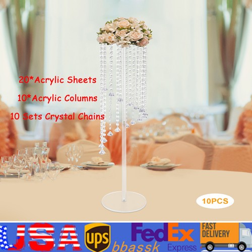 10* Crystal Flower Stand Wedding Centerpieces For Tables 80cm Tall Flower Stand