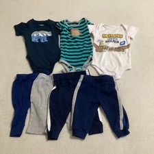 Baby Boy Bundle 3-6 Months 7 Pieces 4 Pants And 3 Full Short Sleeve One Piece