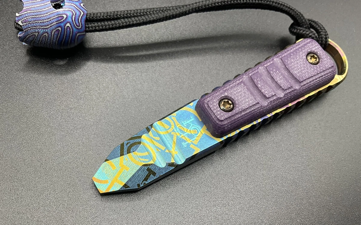Koch Tools Kursor Blue Gold Titanium EDC Prybar Purple G10 Inlay