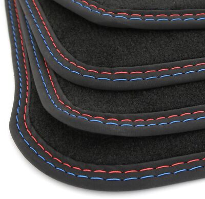 Velour Fußmatten Doppelnaht für BMW 1er E87 2004-2011 Rot Blau Nubuk Teppiche