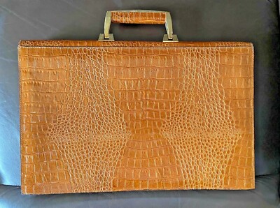 Vintage Amiet Locking Attache Briefcase Document Bag Alligator