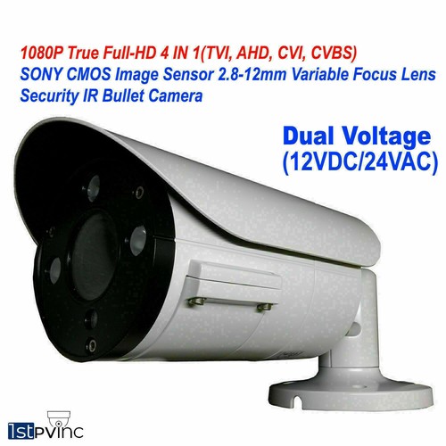 1PV Bullet Camera 2.8-12mm Dual Voltage Outdoor TVI AHD CVI CVBS Varifocal Lens - Picture 4 of 10