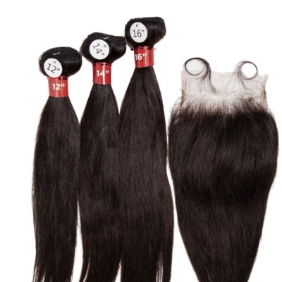 ONYX REMI 3 Straight Bundles / 4''x5'' Pre-Plucked HD Lace Closure With Baby Hair