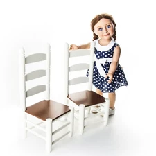 FACTORY SECOND Set of Two Ladderback Chairs, Furniture for 18 Inch Dolls