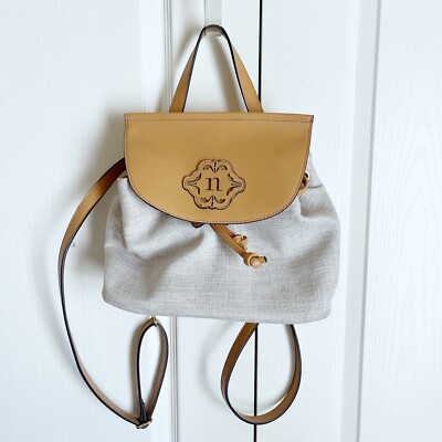 Nanette Lepore Tan Canvas Arabelle Convertible Backpack  display picture 3
