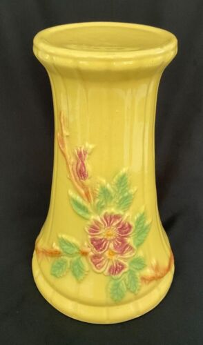 RRPCo Robinson Ransbottom Roseville Yellow Rose Jardiniere Pedestal Stand-EXC - Picture 1 of 10