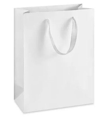 (SET OF 100) Ribbon Handle Eurototes - 10 x 5 x 13'', Debbie, White