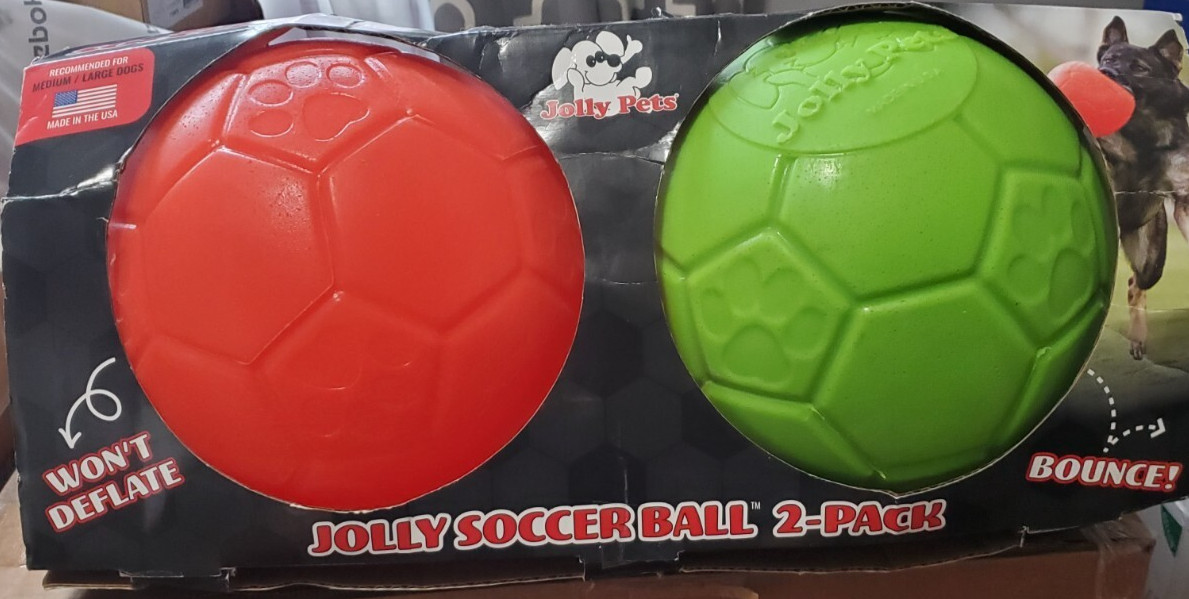 Jolly Pets Large Soccer Ball Floating-Bouncing Dog Toy, 8 inch Diameter 2 Pack