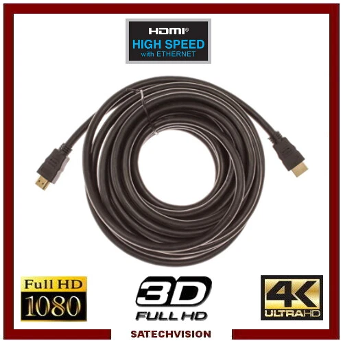 Cordon câble HDMI mâle / mâle connecteur plaqué Or 10 m Full HD 3D Ultra HD - Photo 1/1