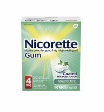 Nicorette Nicotine Gum 4mg Spearmint Burst 100 Pieces Exp 9/26