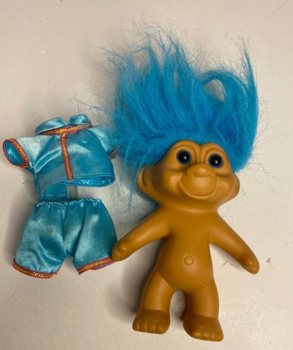 De colección T.N.T. Muñeca Troll 1991 pelo azul ojos azules 5" de alto traje tang pijama chino - Imagen 9 de 14