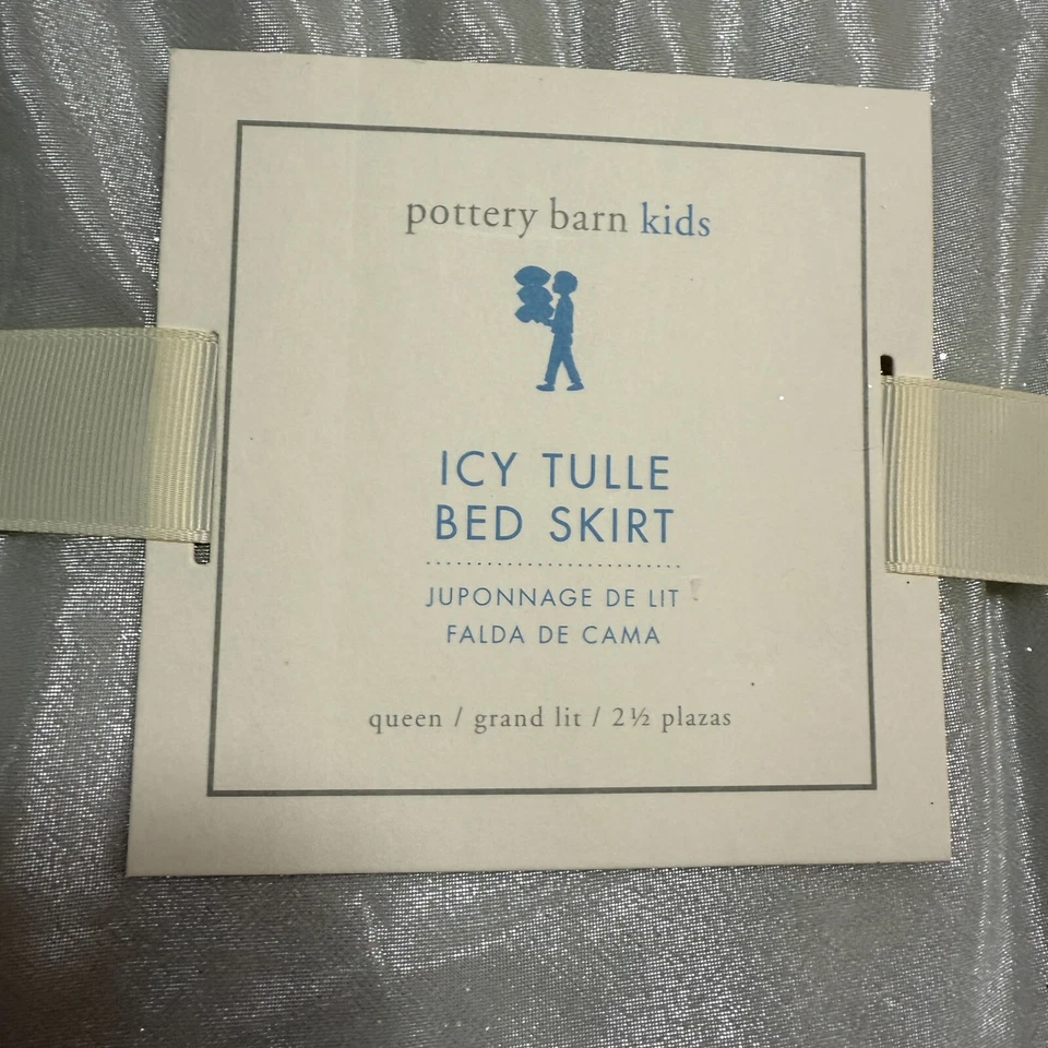 FALDA DE CAMA DE TUL HELADO PARA NIÑOS POTTERY BARN, QUEEN ~ AZUL HELADO/GRIS Foto 3 de 4