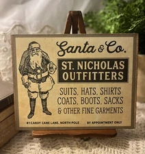 Rustic Santa & Co Outfitters, Retro Vintage Christmas, Handcrafted Plaque / Sign
