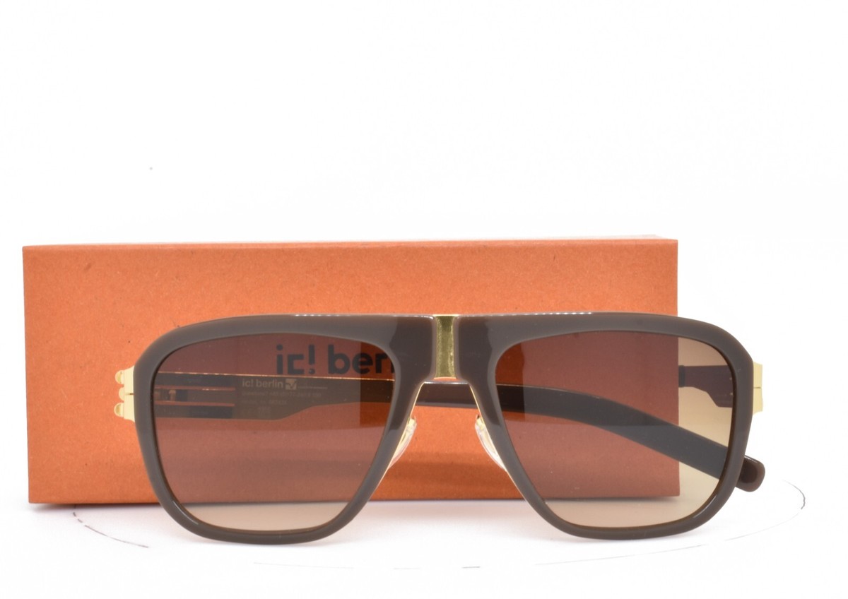 美品　ici berlin シャンパンゴールドep-pat. no. 86341 iC! Berlin sunglasses M18 Pappelplatz Brown Gold Aviator frame
