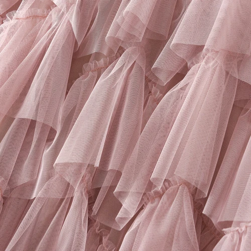 Women Layered Ruffles Tulle Skirt Elastic Waist Tutu Mesh Midi Tiered A-line - Bild 13 von 25