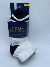 Polo Ralph Lauren Men Classic Cotton Sport 3-Pack Socks, White/Gray/Blue , 10-13