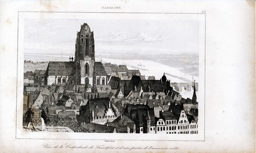 Frankfurt (M) 1838 orig. Stiche Römer + Blick auf Dom mit Altstadt