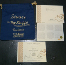 Steiff Stuart Toy Shoppe Exclusive Cloth Storage Bag  COA ONLY Excellent