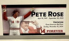 Cincinnati Reds Pete Rose #14 Visitation 11/10/24 Commemorative Card / Ticket