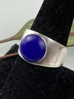 VTG Sterling 925 Solid Silver Natural Lapis Lazuli Gem Cigar Band Ring Size 9.75