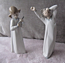 Lladro 2 x Figurines  Girl With Guitar Mandolin, and boy yawning 4870