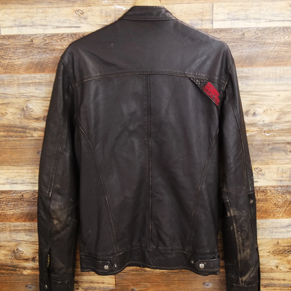 Superdry Chaqueta De Cuero Talla M Hombre Cremallera Completa Marrón Foto 4 de 4