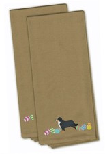 Bernese Mountain Dog Easter Eggs Tan Embroider Towel Set of 2 CK1608TNTWE
