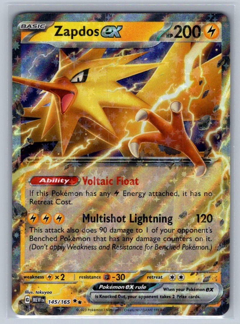 Zapdos ex 145/165 Double Rare 151 Pokemon Holo Near Mint