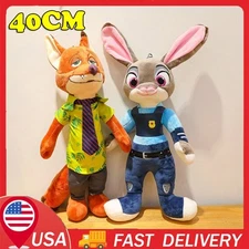 40cm Zootopia Figure Model Plush Doll Judy Hopps Nick Wilde Soft Stuffed Toy USA