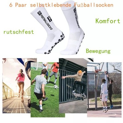 6 Paare FS FootballSocks Anti-Rutsch Grip Socken Fußball Fitness 39-46 Bewegung