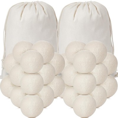 60 Pcs Wool Dryer Balls Set Reusable Laundry Wool Balls with Muslin Bags Fabr...