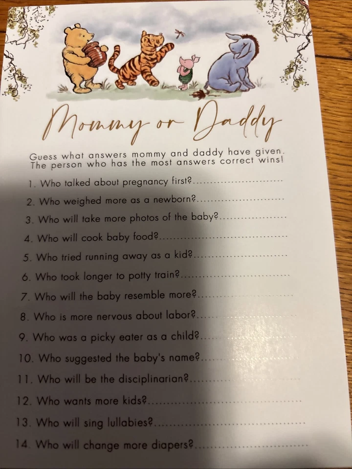 Pack de 5 juegos de baby shower Winnie The Pooh Foto 2 de 4