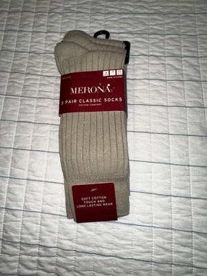 Merona 3 Pair Classic Socks Khaki Shoe Sizes 10-13