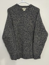 L L Bean Mens Vintage Sweater Navy Marled Heather Large Lambswool