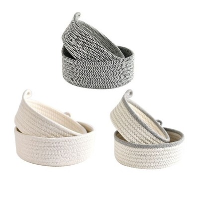 2pcs Woven Storage Baskets Cotton Rope Bin Organizer for Baby Nursery Bathroom