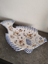 Grand Plat En Faïence En Forme De Poisson. Moustiers. Vintage