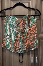 Unbranded Boned Corset Womens Size Large Animal Print/ Chains Lace Up Back