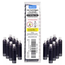 WRITECH Black Ink Cartridge Set 16 Pack for Clictek Fountain Pens