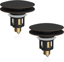 iFealClear 2 Pack Universal Bathroom Sink Stopper, Oil Rubbed Bronze Finished 