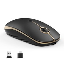 Black Gold Type-C Wireless Mouse USB-C Rechargeable with Dual Receiver