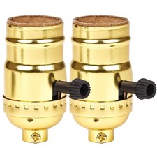 3 Way Lamp Socket E26 Base Turn Knob Low Medium High UL Listed Gold 2 Pack