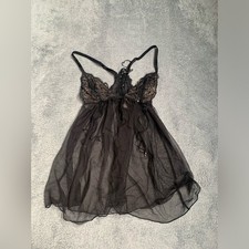 Victoria's secret Black Sheer Lace Lingerie chemise medium