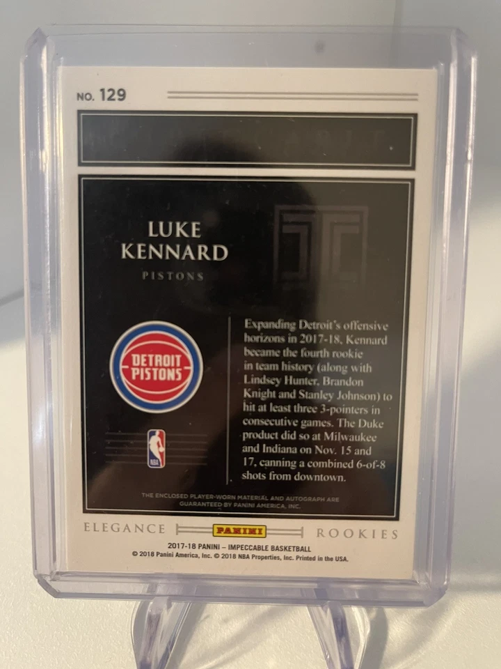 2017-18 Panini Impeccable Holo Silver Luke Kennard Rookie Patch Auto RPA RC /99 - Image 2 of 2