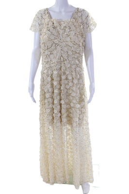 #ad #ad Aqua Formal Womens Sequin Floral Detail Square Neck Maxi Dress Gold Size 16 $24.99