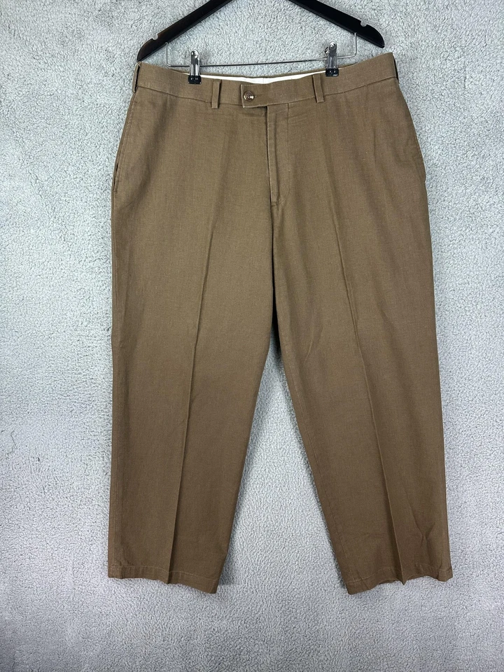 Izod Pants Mens 36x29 Brown Linen Blend Flat Front Dress Trousers Lightweight - Image 2 of 4