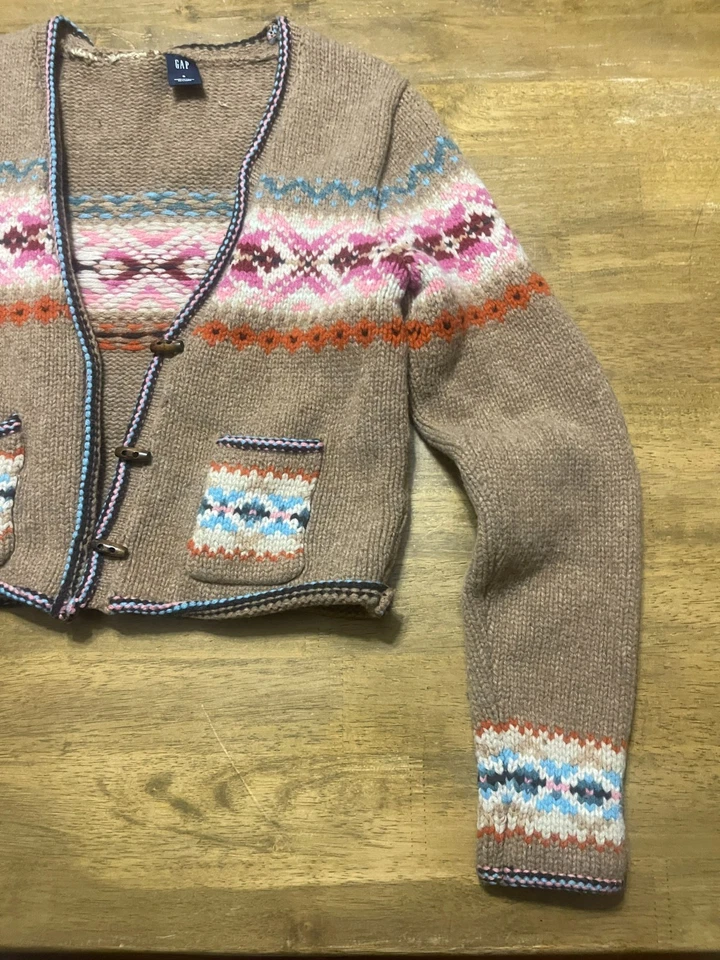 GAP女式小号棕色蓝色粉色紫色红色纽扣开衫羊毛 — 第 4/4 张图片