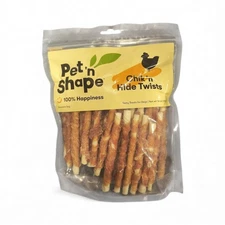 Pet 'n Shape Chik 'n Hide Twists – Chicken Wrapped Rawhide Dog Treats 16oz