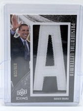 #/229 Barack Obama 2008 Upper Deck Icons Lettermen Patch Relic Rookie Card RC SP