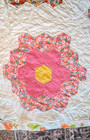 Vintage Handmade stitched Grandmother's Flower Garden Quilt feed sack 68x61 — photo 5