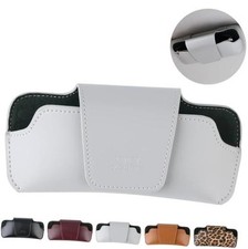 Sunglass Holder for Car Visor, Car Sunglasses Holder Leather, Eyeglasses Grey